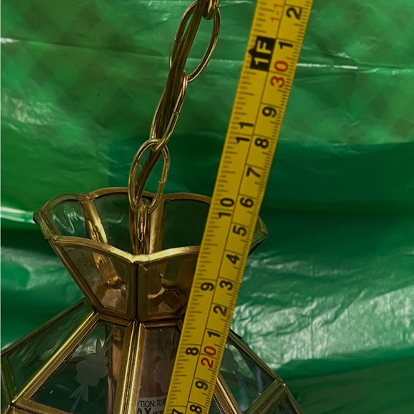 Vintage Hangging Ceiling Light Glass And Metal - Picture 14 of 14